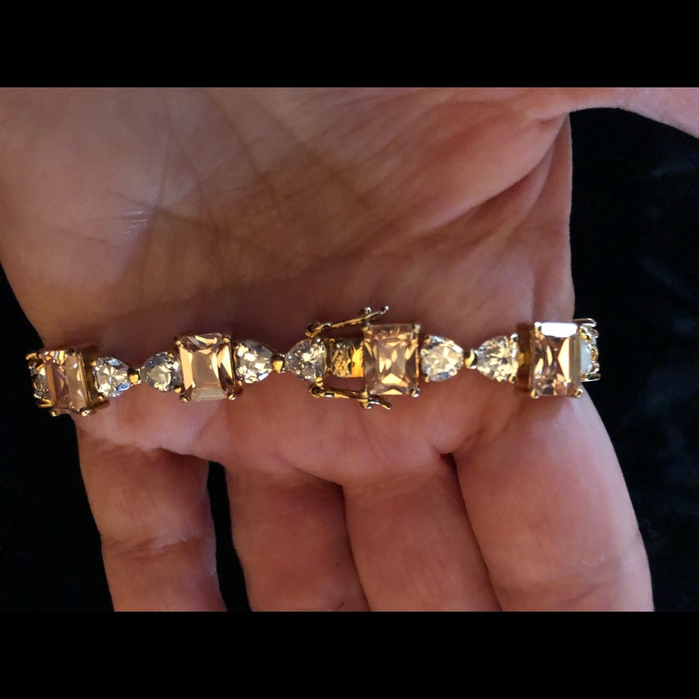 Sterling (14 kt gold plated) zirconia bracelet - Picture 2 of 6
